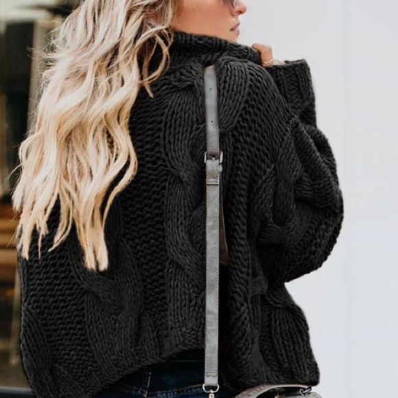 Fall Favorites: Trendy Black Cozy Handmade Sweater - Picture 3 of 7